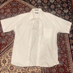 Oscar de la Renta White Short Sleeve Button Down Shirt